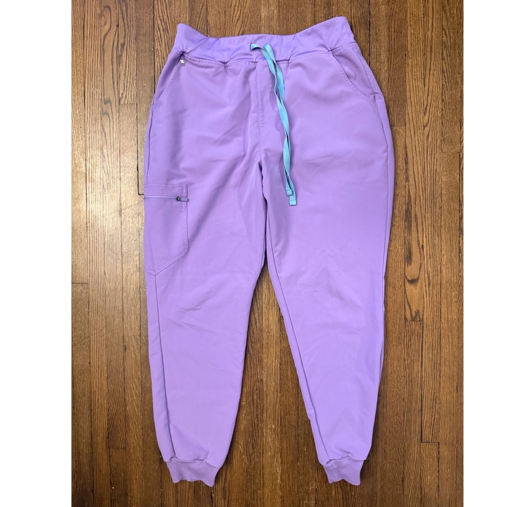 FIGS High Waisted Zamora Jogger Scrub Pants Purple Womens Large Wild Iris